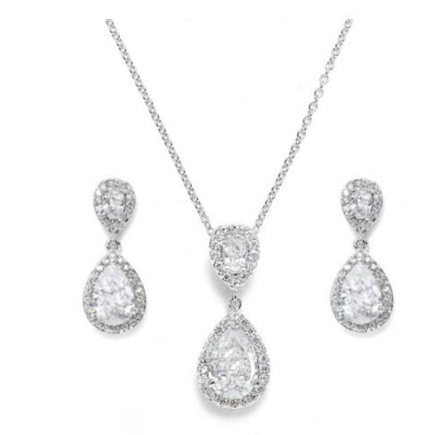 Jules Bridal - Jodie, Silver Teardrop Crystal Jewellery Set