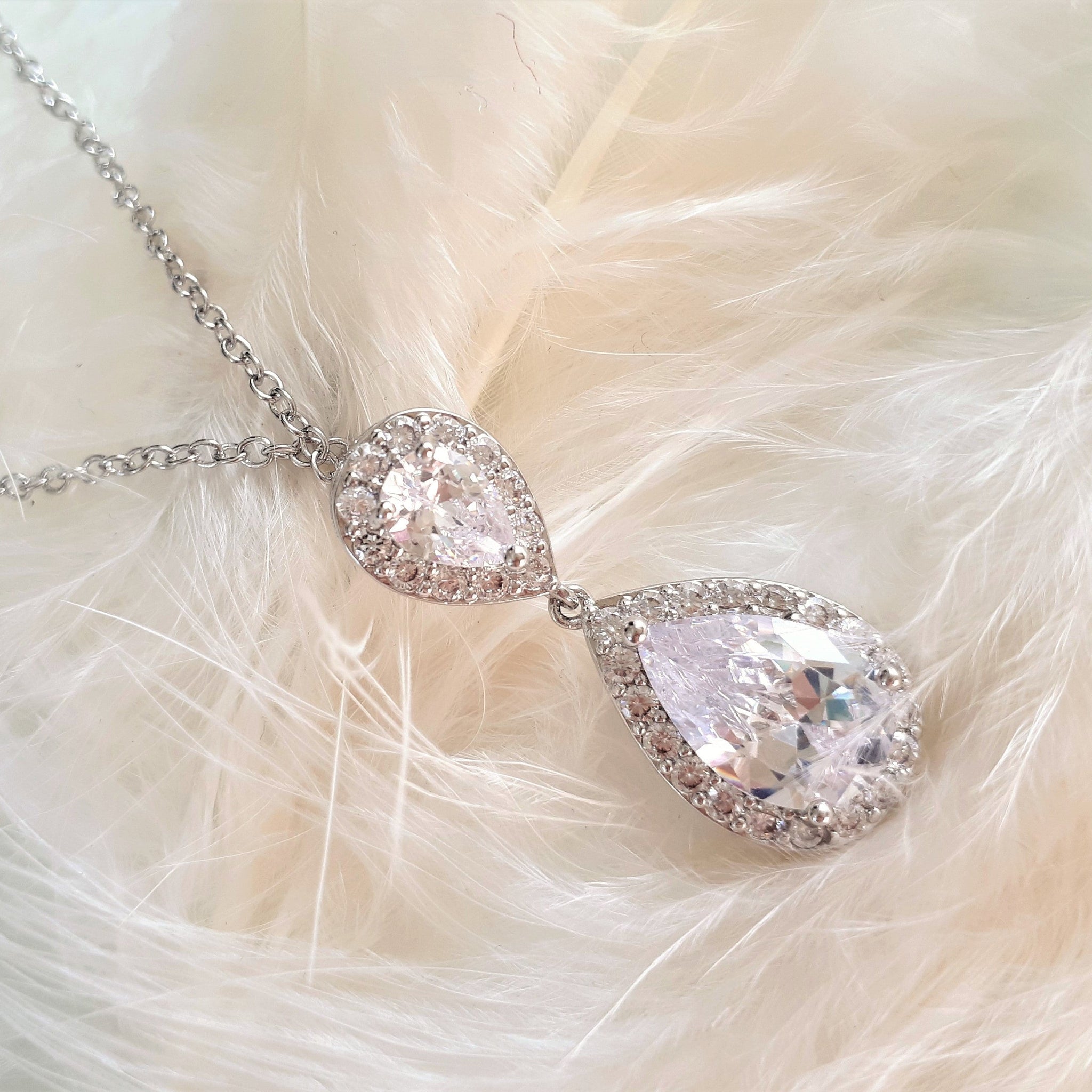 Jules Bridal - Jodie, Teardrop Crystal Pendant