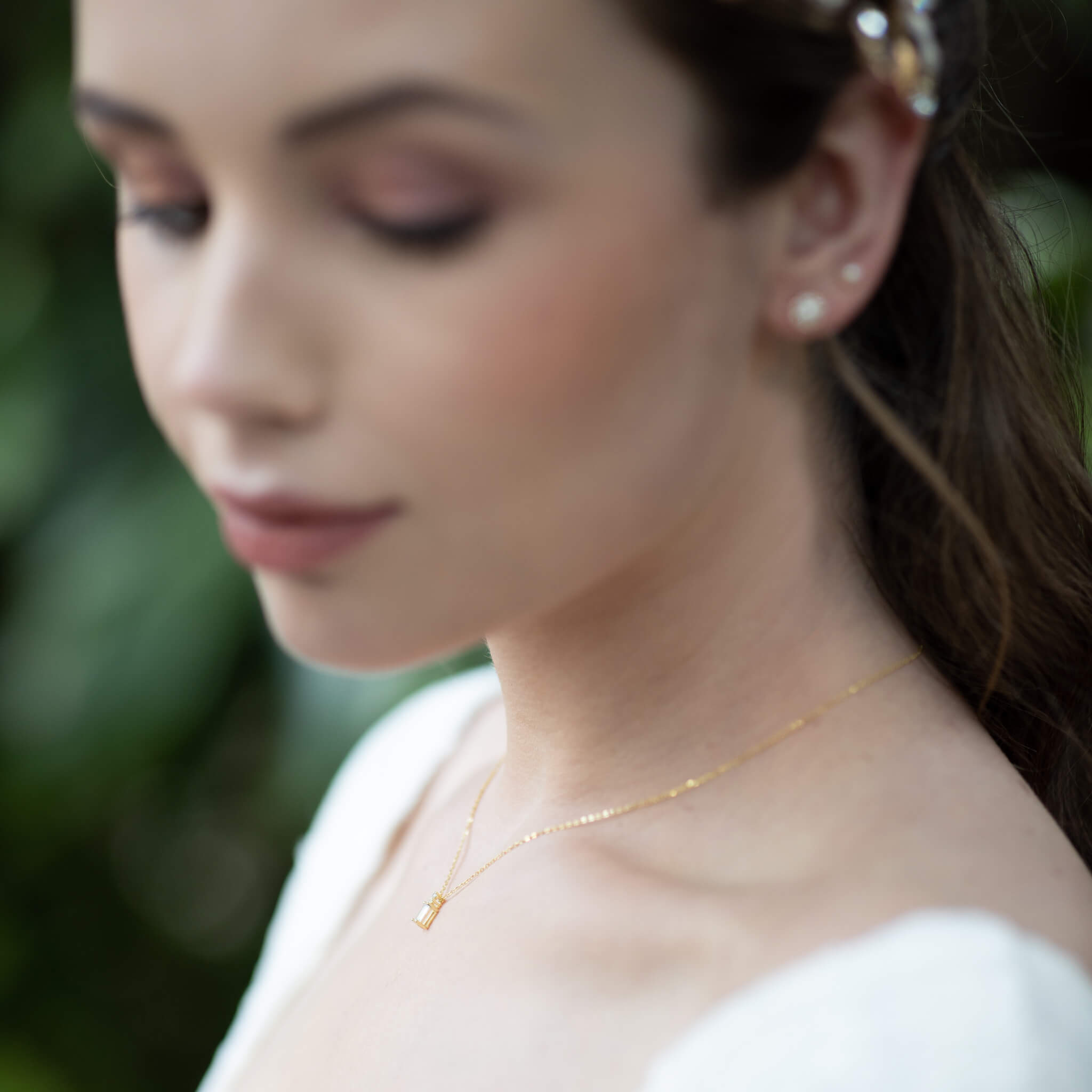 Jules Bridal - Kiara, 14k Gold Plated Crystal Necklace