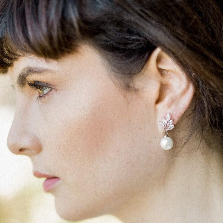 Jules Bridal - Leaf, Gold Pearl & Crystal Set