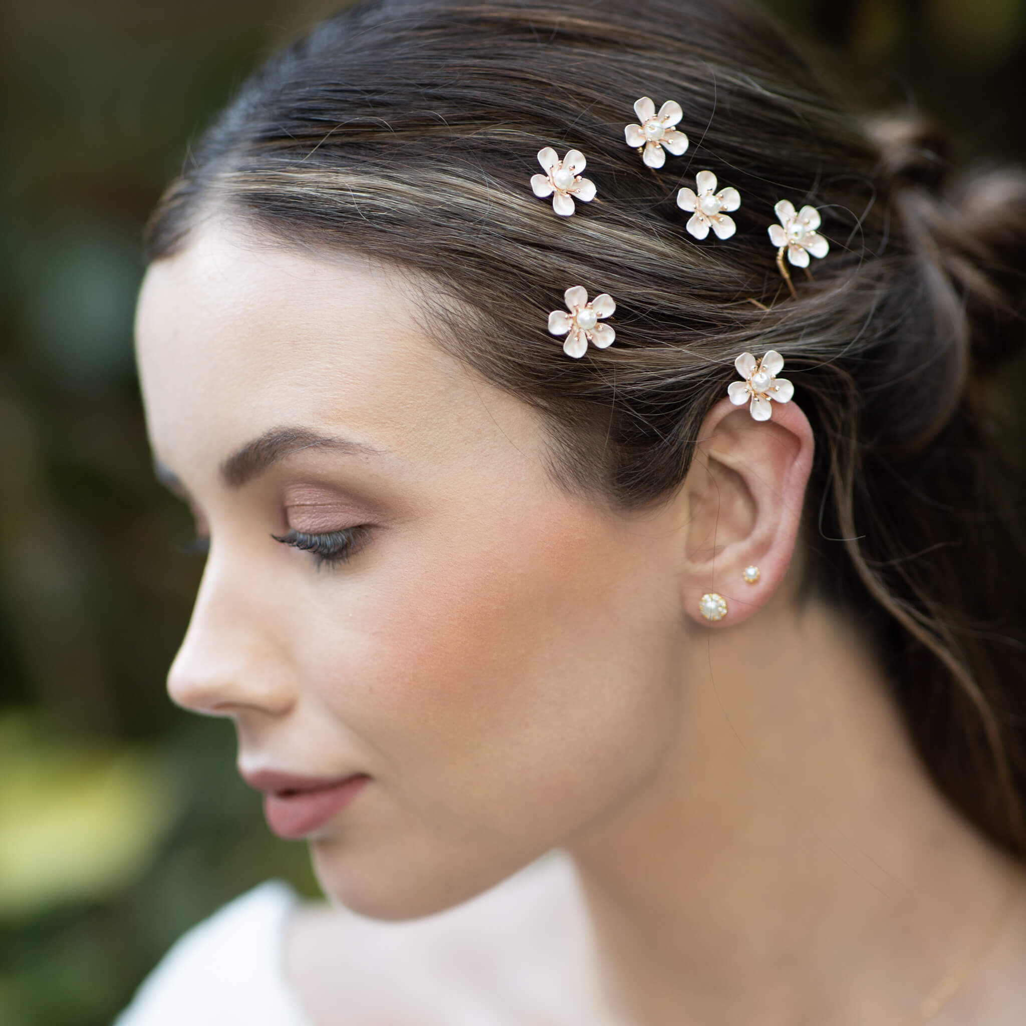 Jules Bridal - Lexine, Pearl & Enamel Floral Hair Pin Set