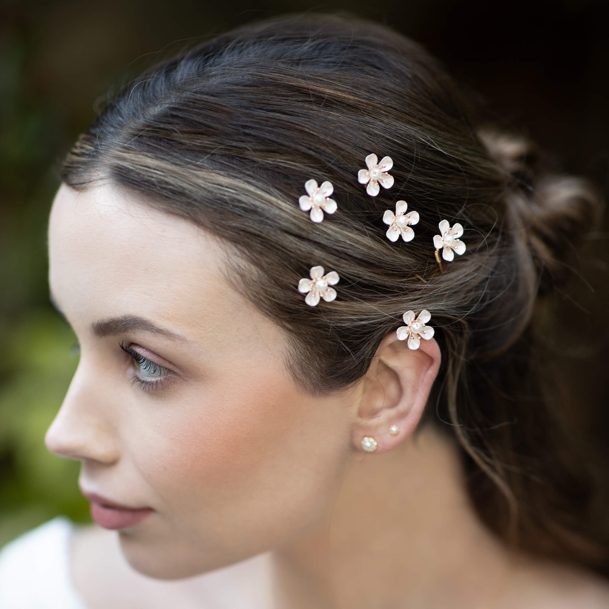 Jules Bridal - Lexine, Pearl & Enamel Floral Hair Pin Set