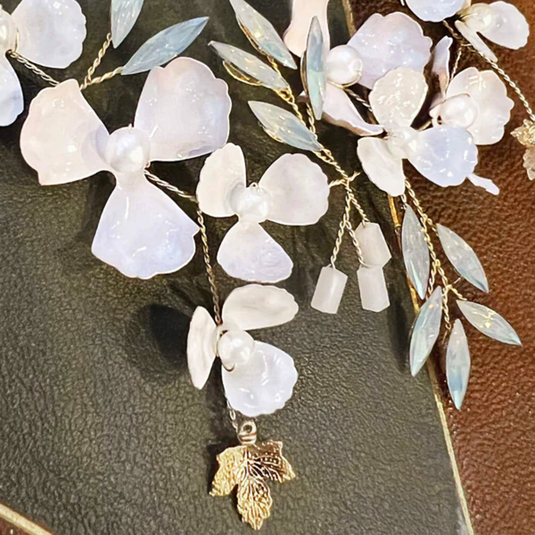 Jules Bridal - Liffey, Goldtone Flora Hair Vine with Pearls & Opals