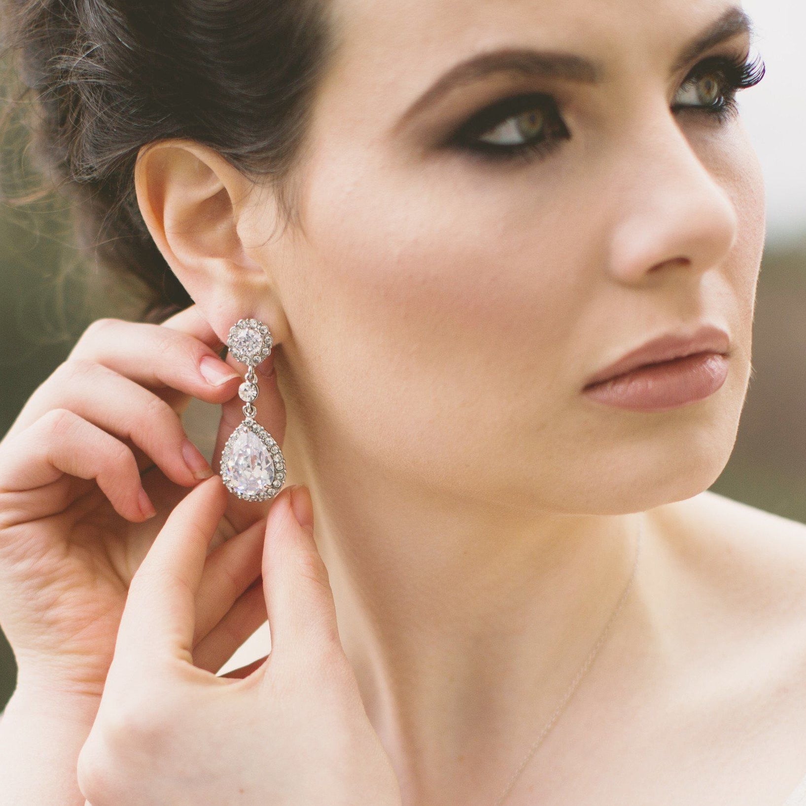 Jules Bridal - Maisy, Crystal Silver Teardrop Earrings