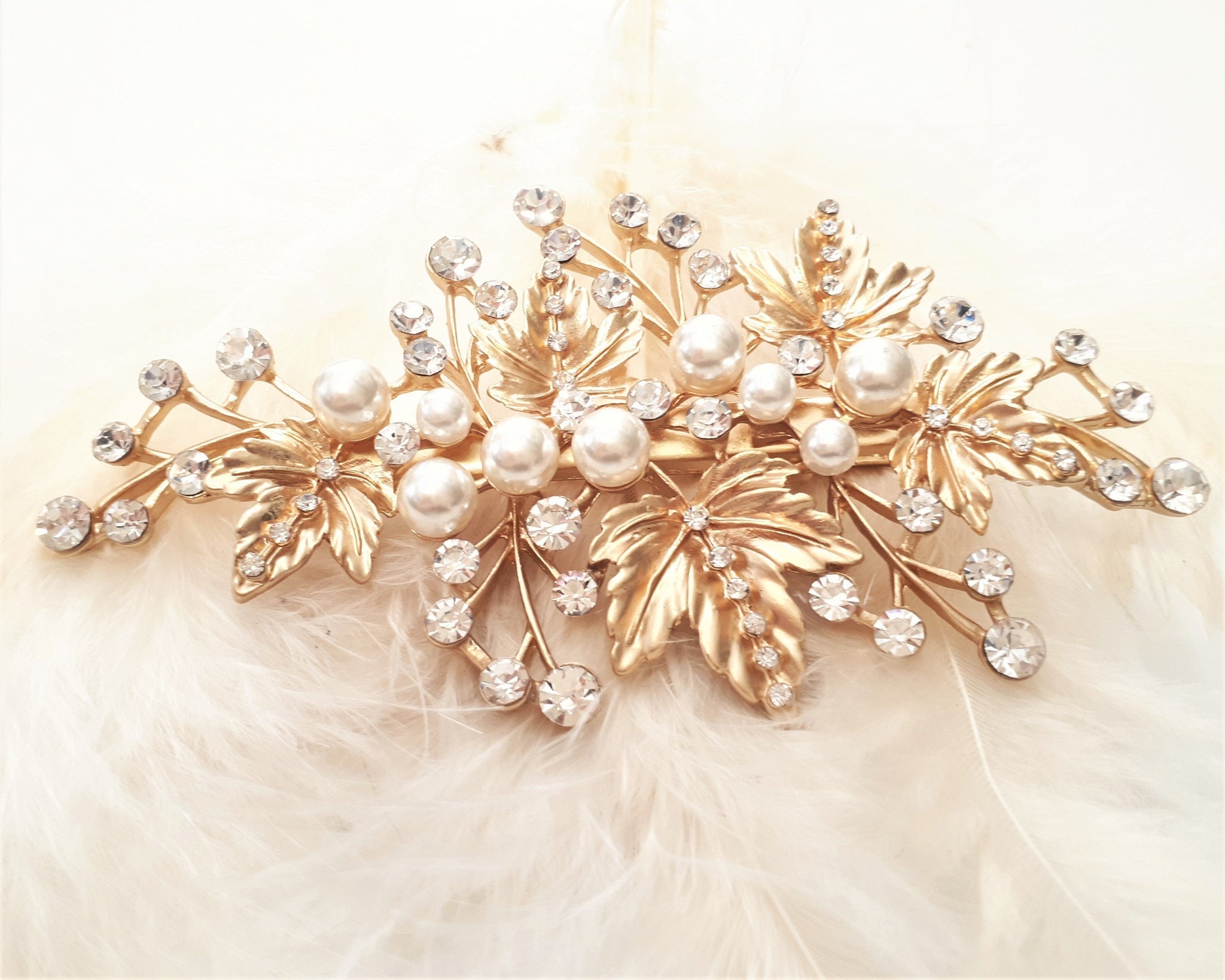Jules Bridal - Maple, Gold Leaf Hair Clip