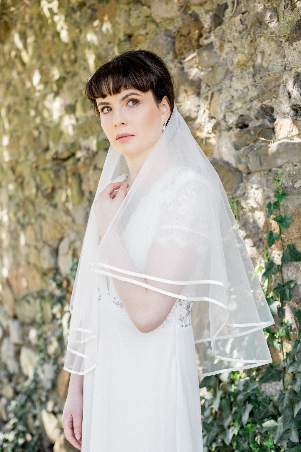 Jules Bridal - Michaela, Ribbon Edge Elbow Length Veil