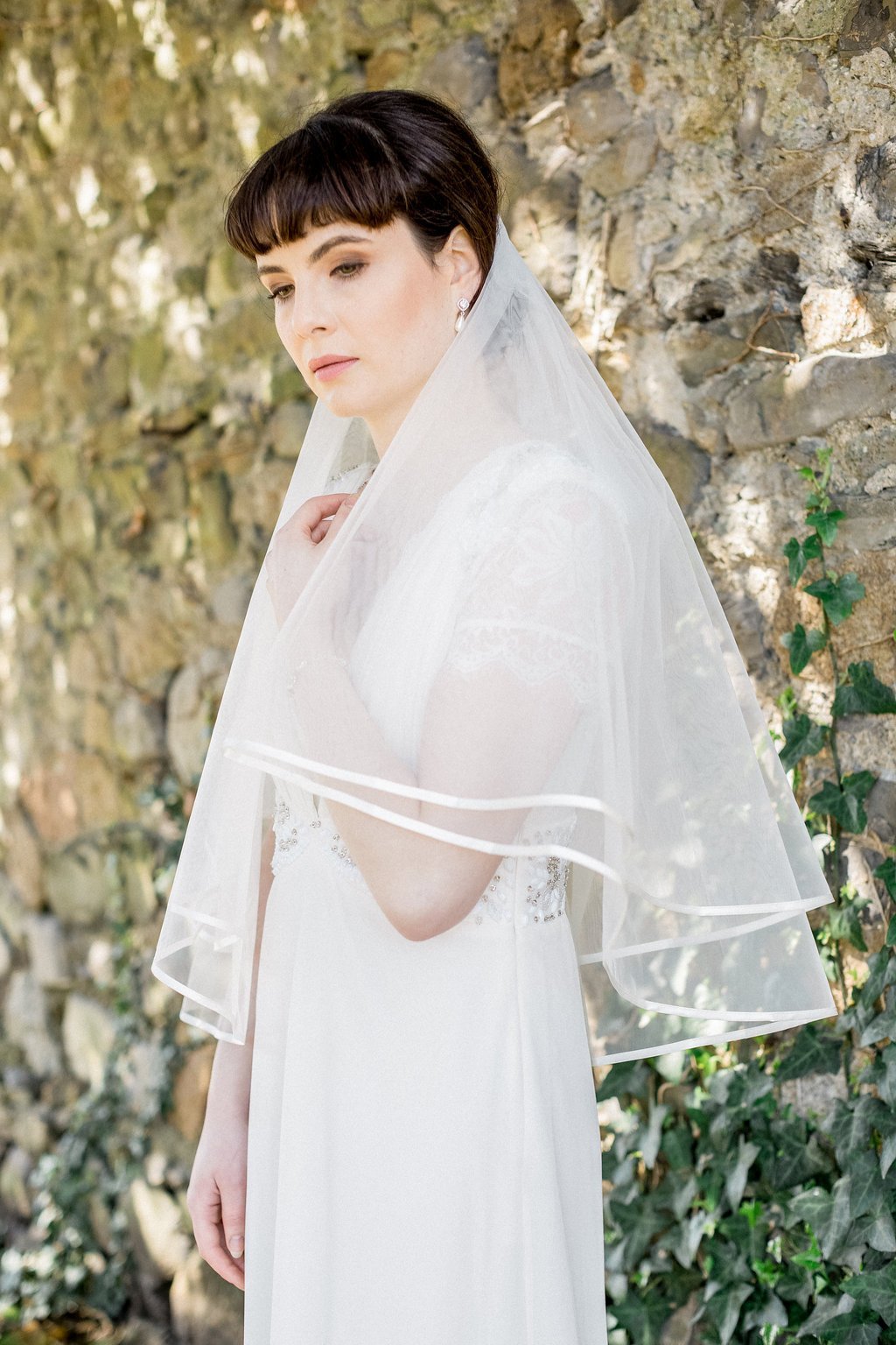 Jules Bridal - Michaela, Ribbon Edge Elbow Length Veil