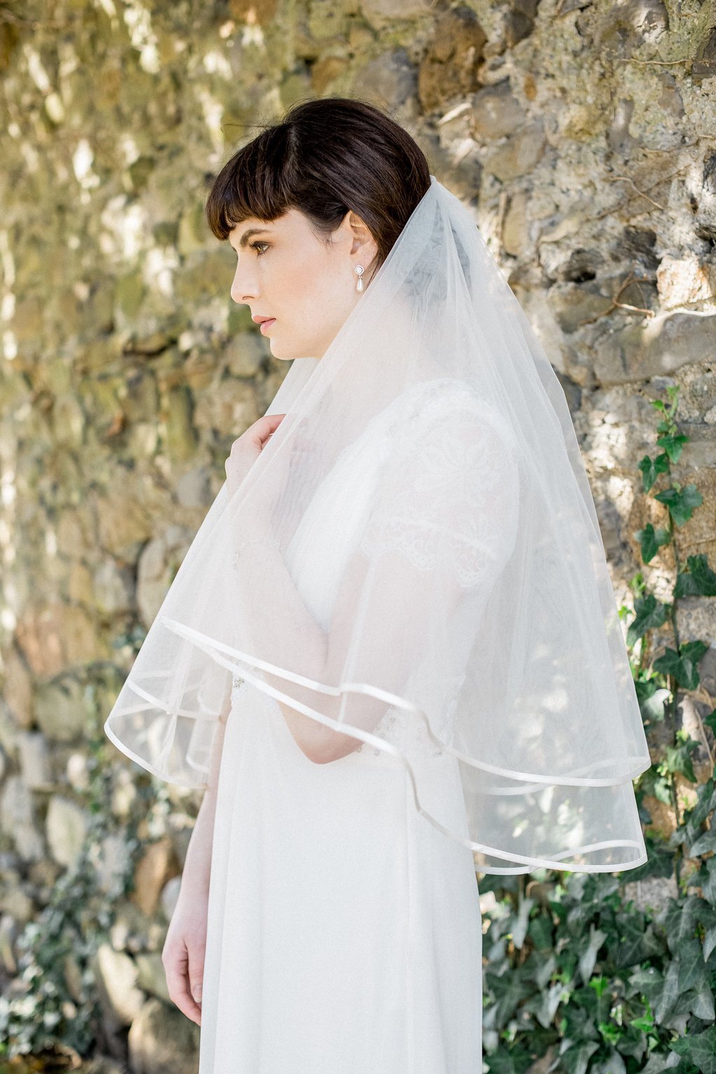 Jules Bridal - Michaela, Ribbon Edge Elbow Length Veil