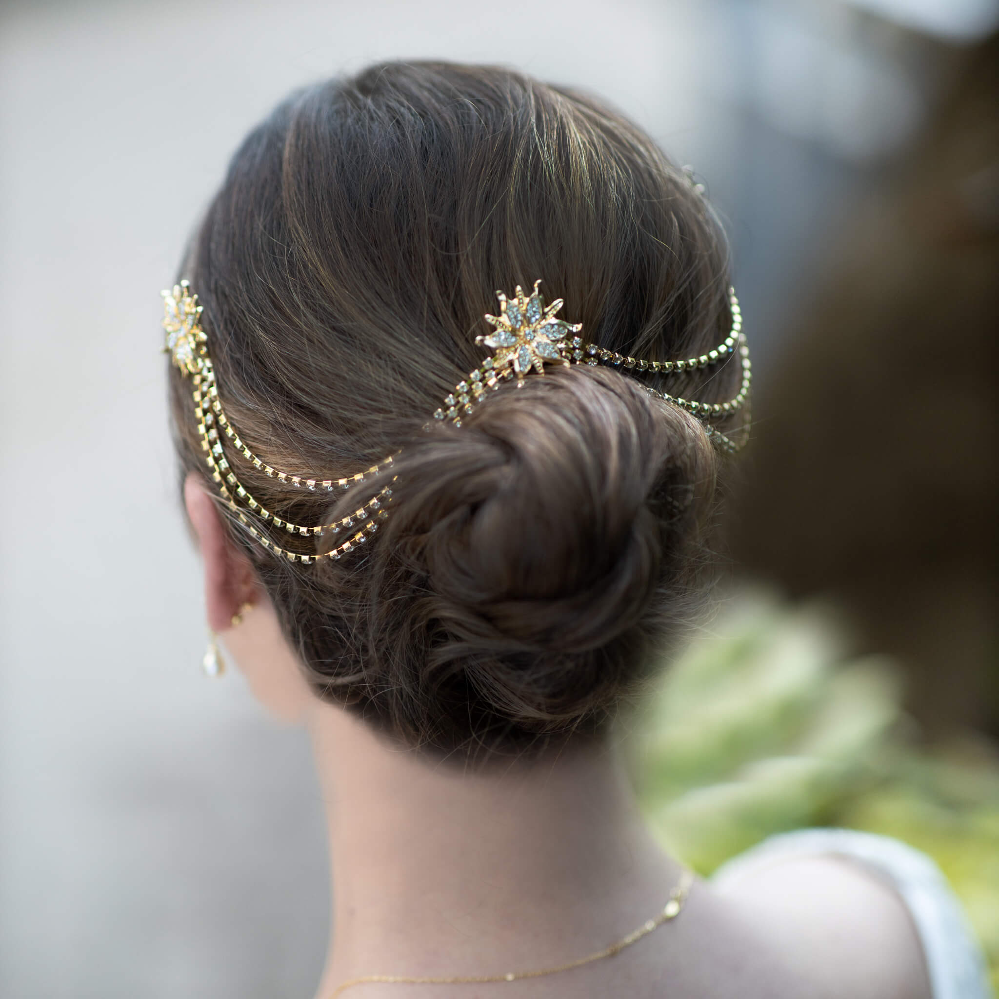Jules Bridal - Nora, Gold Crystal Triple Soleil Statement Hair Drape