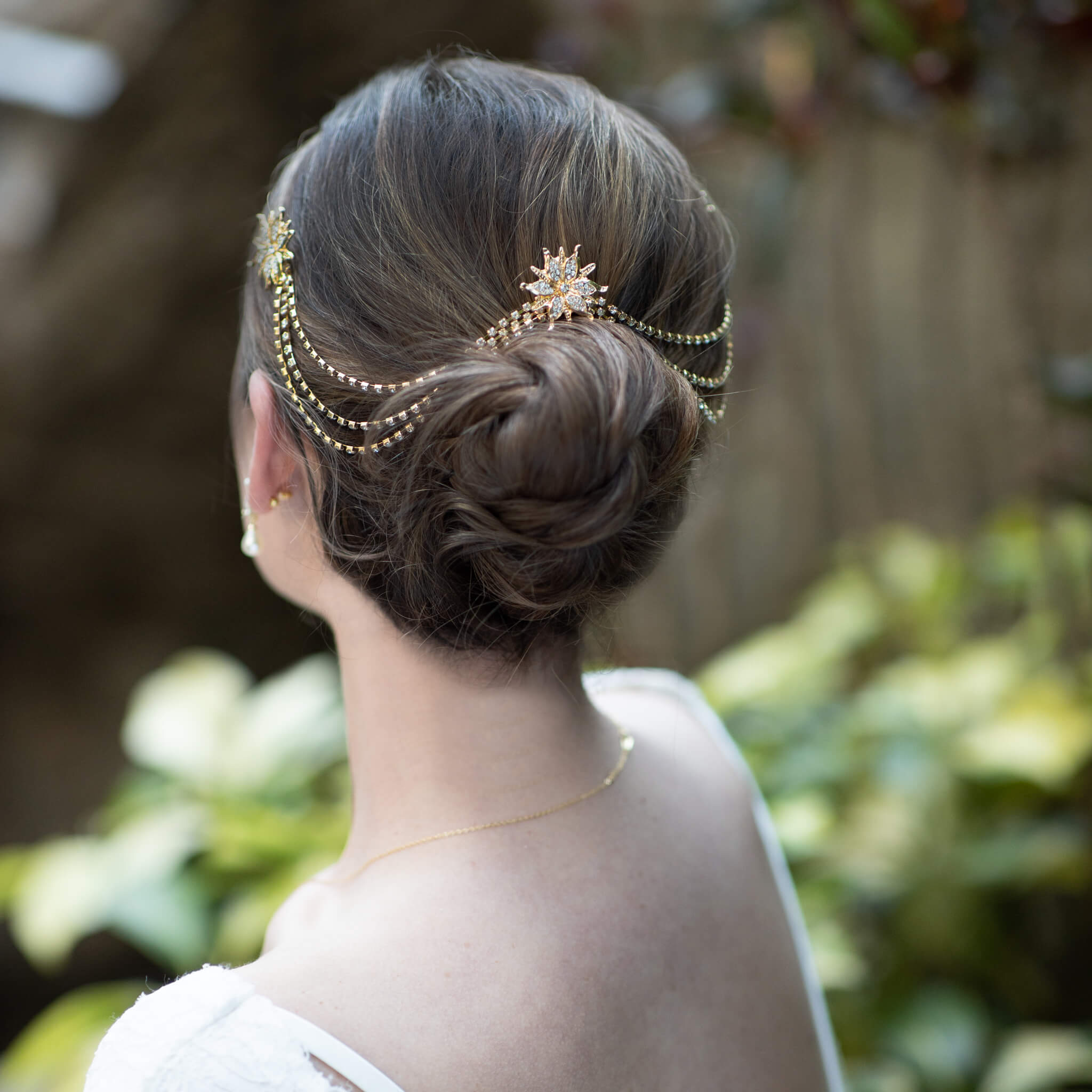 Jules Bridal - Nora, Gold Crystal Triple Soleil Statement Hair Drape