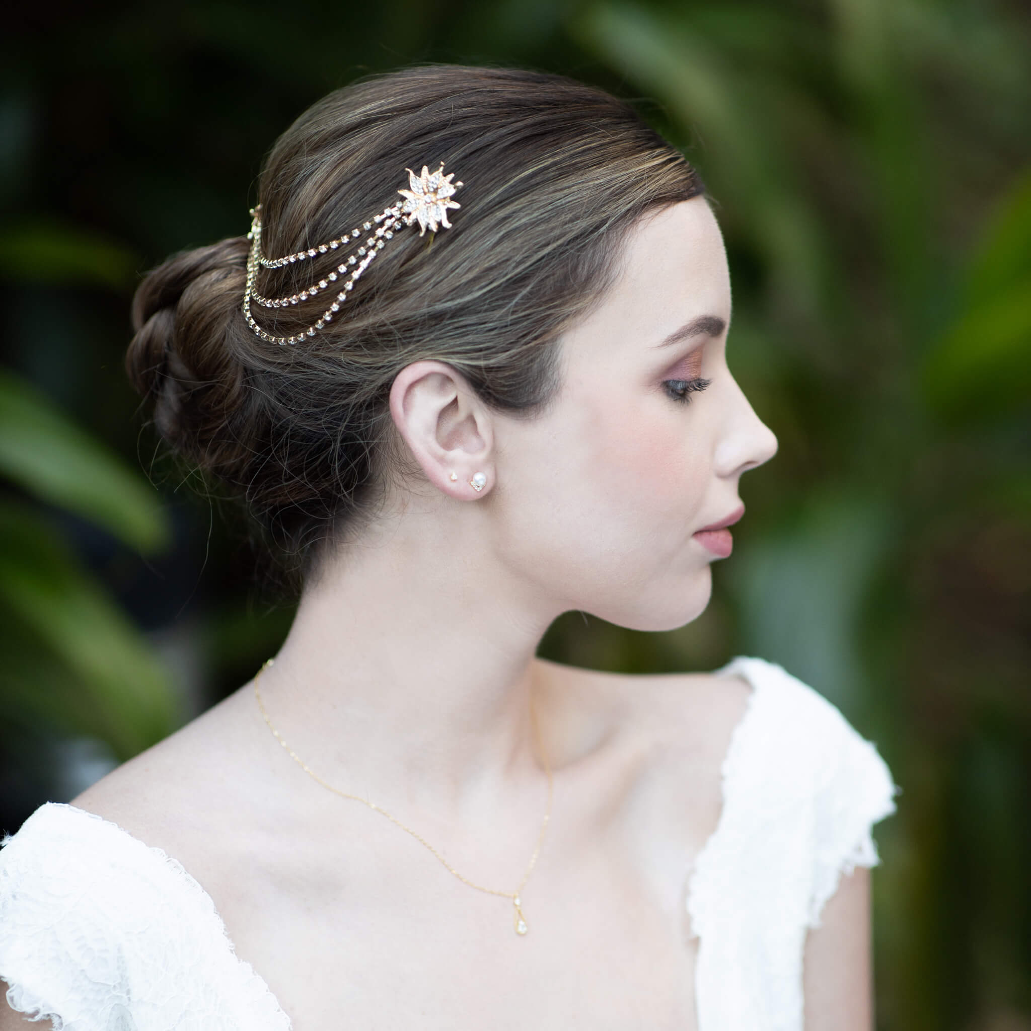 Jules Bridal - Nora, Gold Crystal Triple Soleil Statement Hair Drape