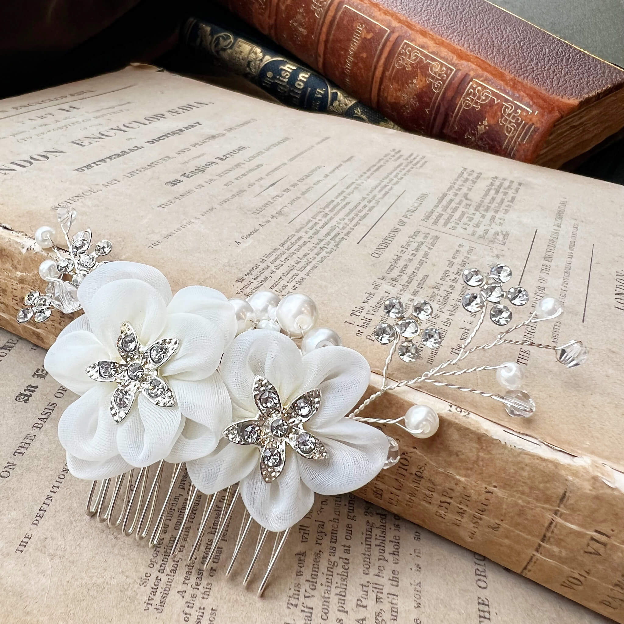 Jules Bridal - Sadie, Tulle Floral Hair Comb in Silver