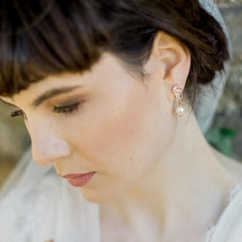 Jules Bridal - Shelly, Rose Gold & Pearl Earring