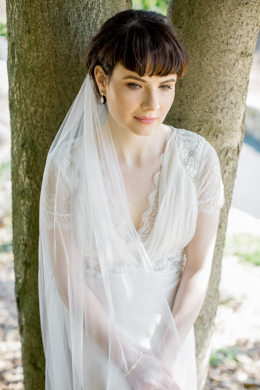 Jules Bridal - Suki, Tulle Fingertip Single Layer Veil