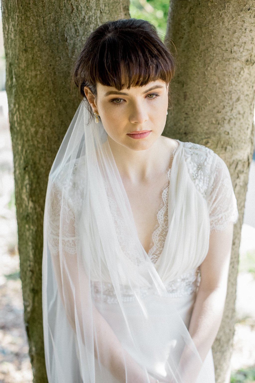 Jules Bridal - Suki, Tulle Fingertip Single Layer Veil