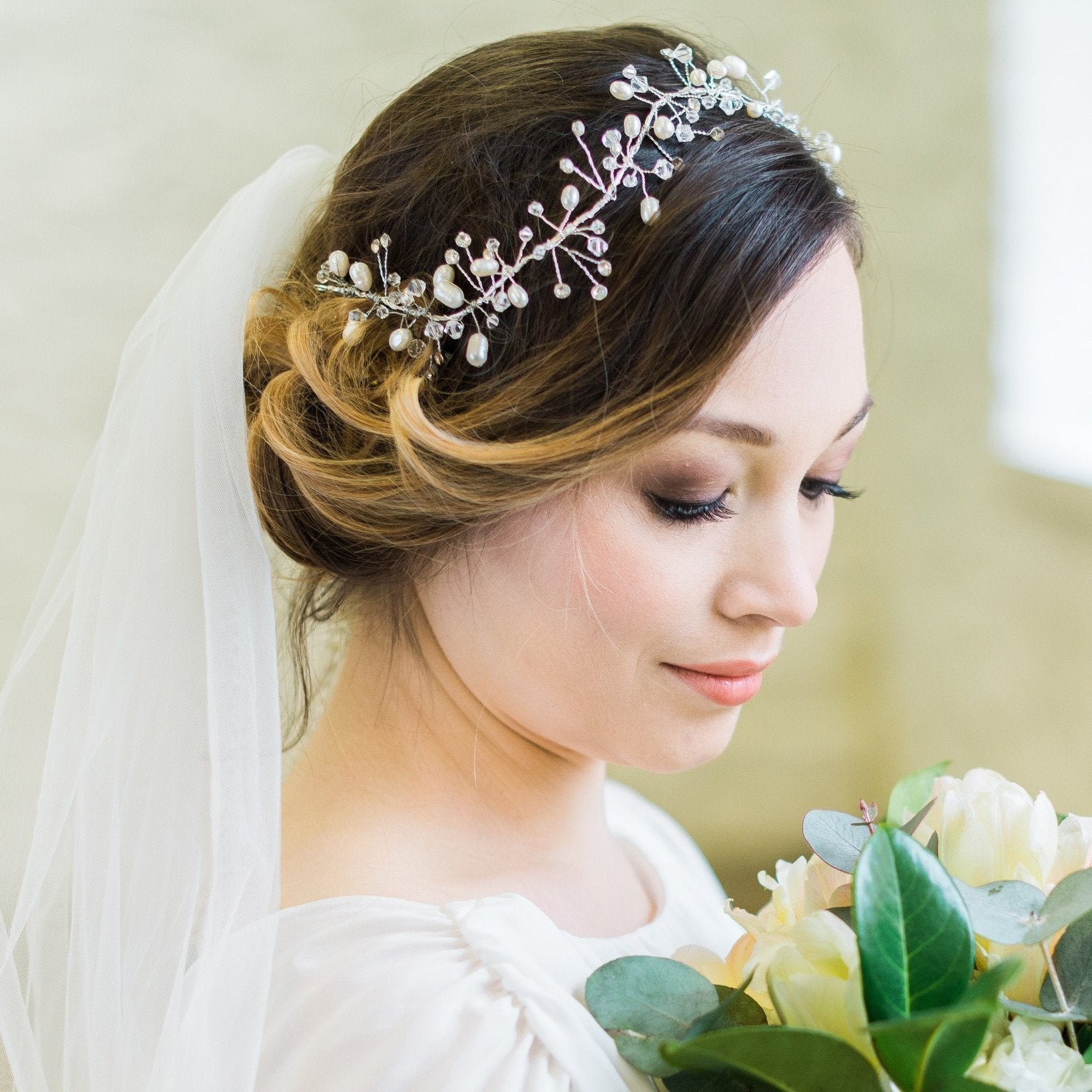 Tabitha, Pearl and Crystal Silver Vine
