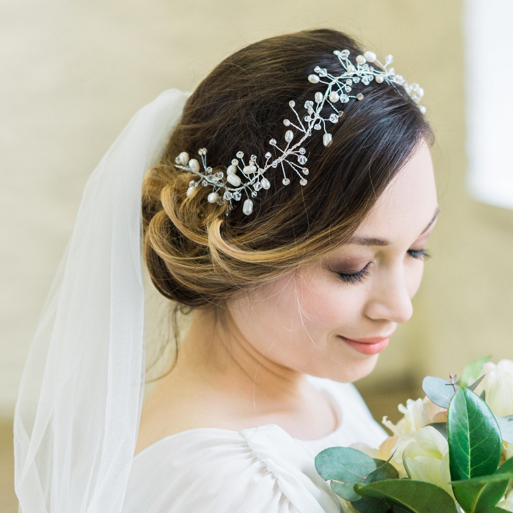 Tabitha, Pearl and Crystal Silver Vine