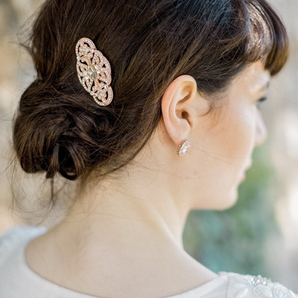 Jules Bridal - Valencia, Rose Gold Art-Deco Comb