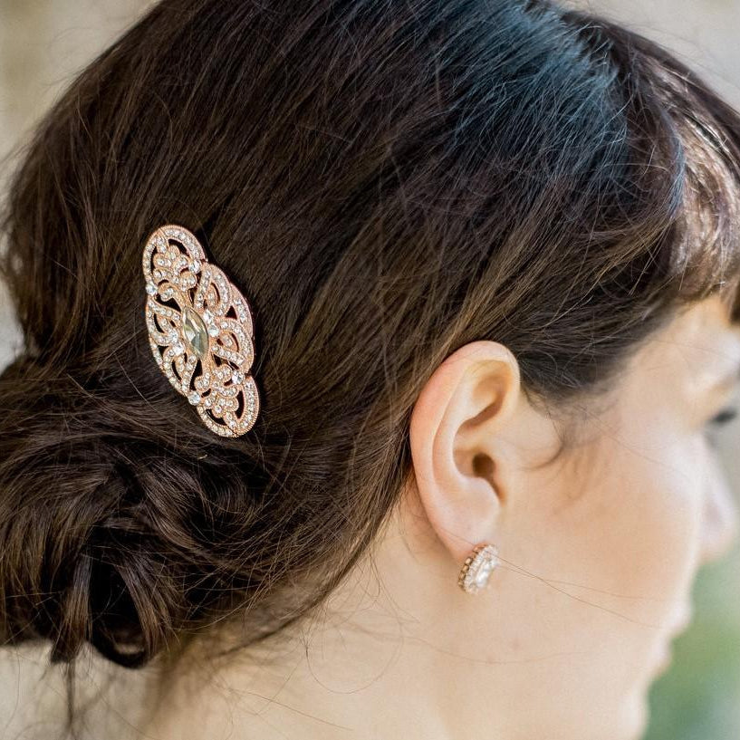 Jules Bridal - Valencia, Rose Gold Art-Deco Comb