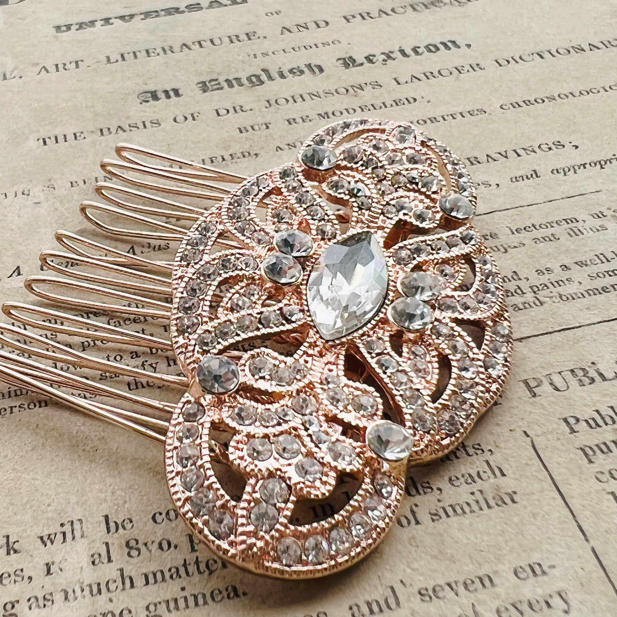 Valencia, Rose Gold Art-Deco Comb