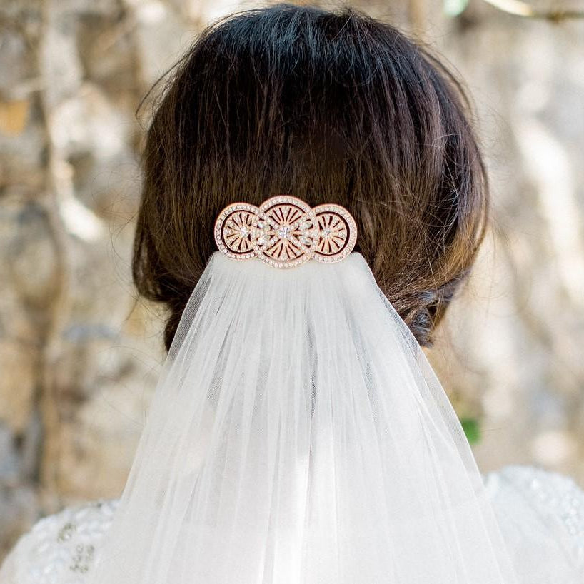 Jules Bridal - Vintage Style Rose Gold Hair Comb, Kiki