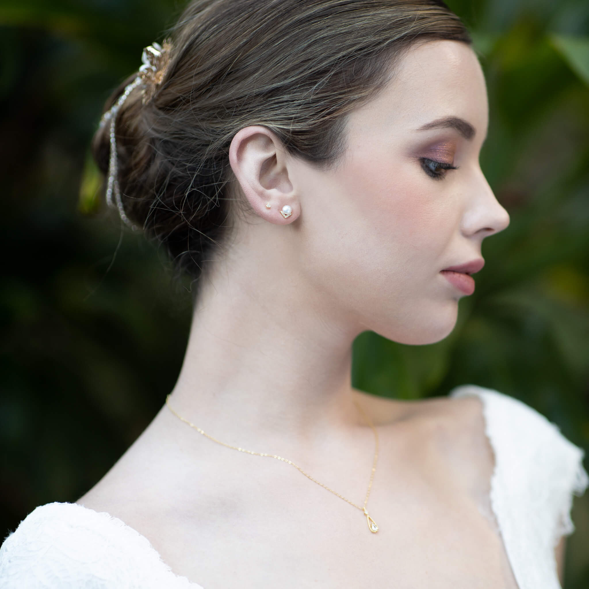 Jules Bridal - Siv, Studs with Freshwater Pearl Nested Crystals
