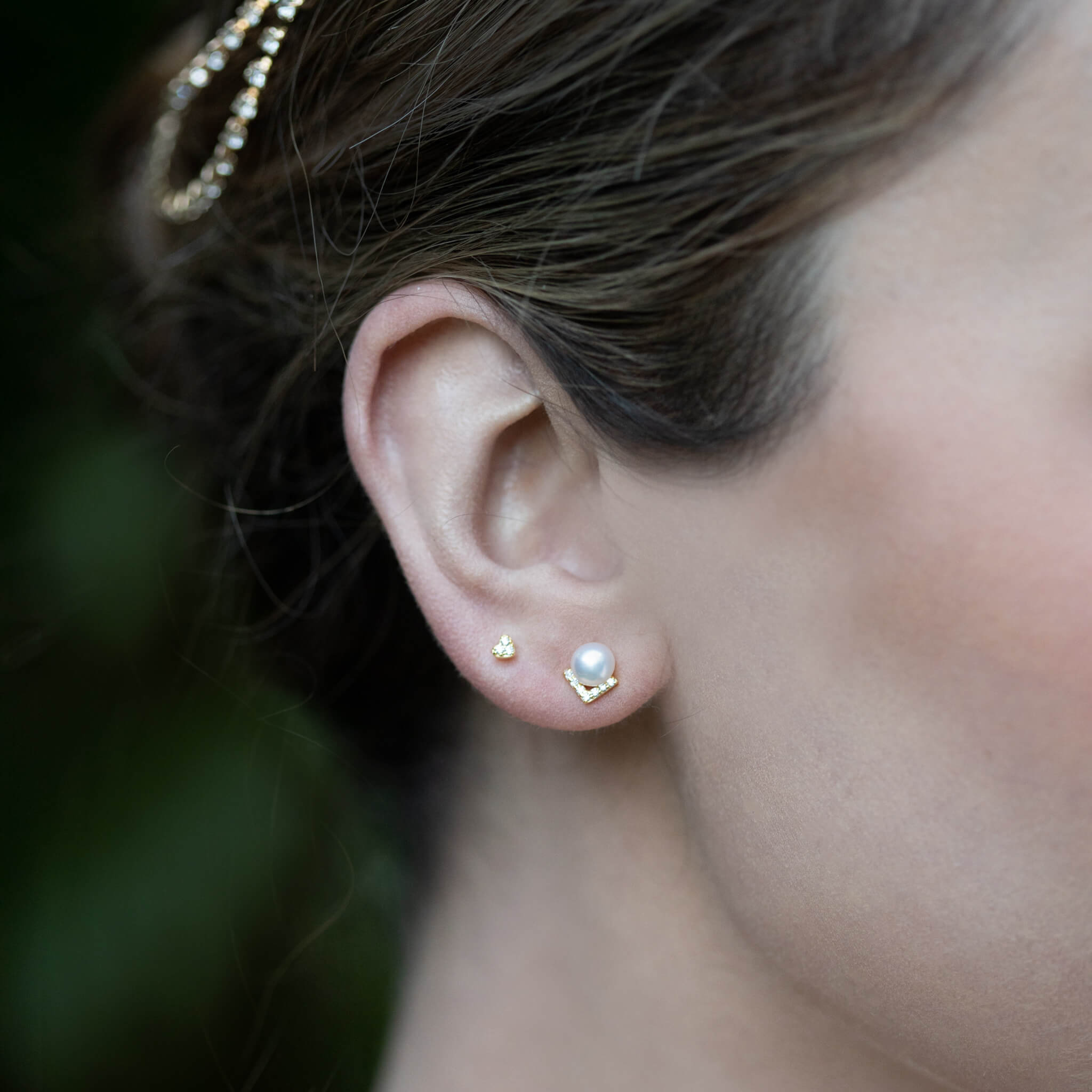 Jules Bridal - Siv, Studs with Freshwater Pearl Nested Crystals