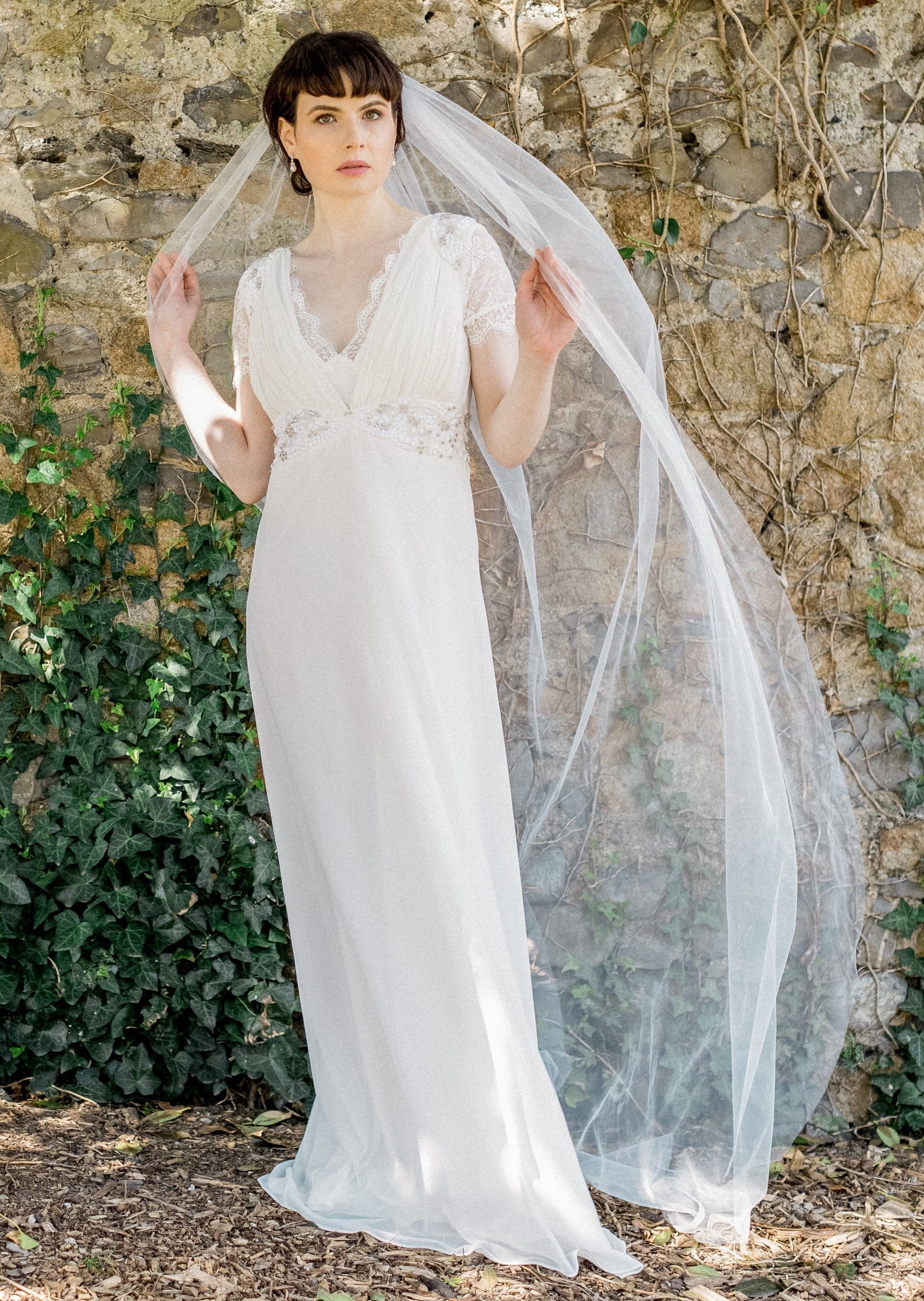 Jules Bridal - Zinnia, Single Layer Floor Length Tulle Veil