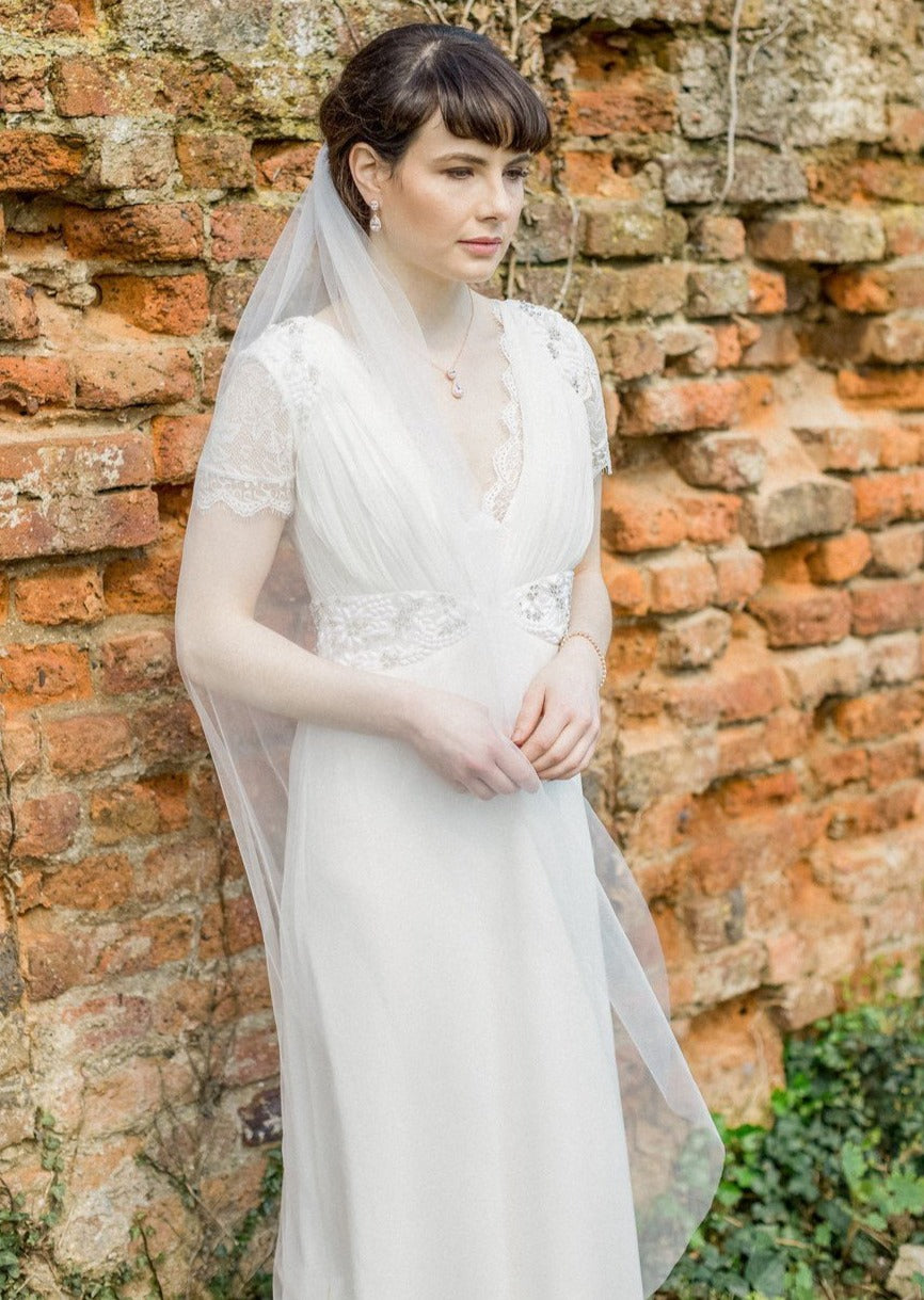 Fine Tulle, Chapel Length, Single Layer Veil, Ceara 5