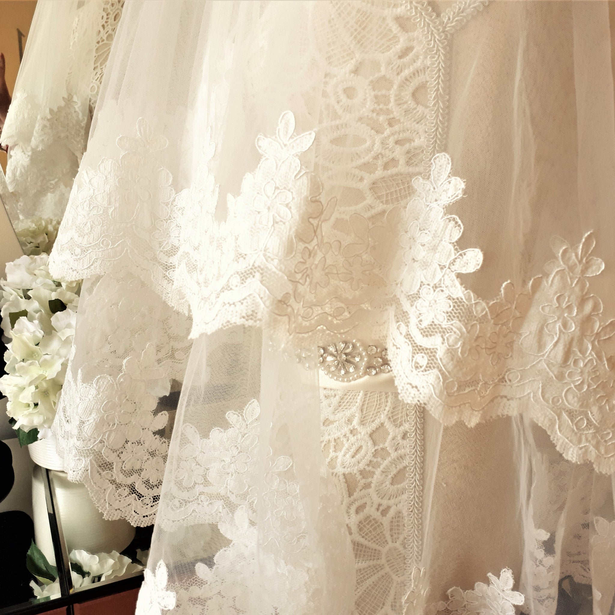 Lace Edged Double Layer Tulle Veil, Hannah 9