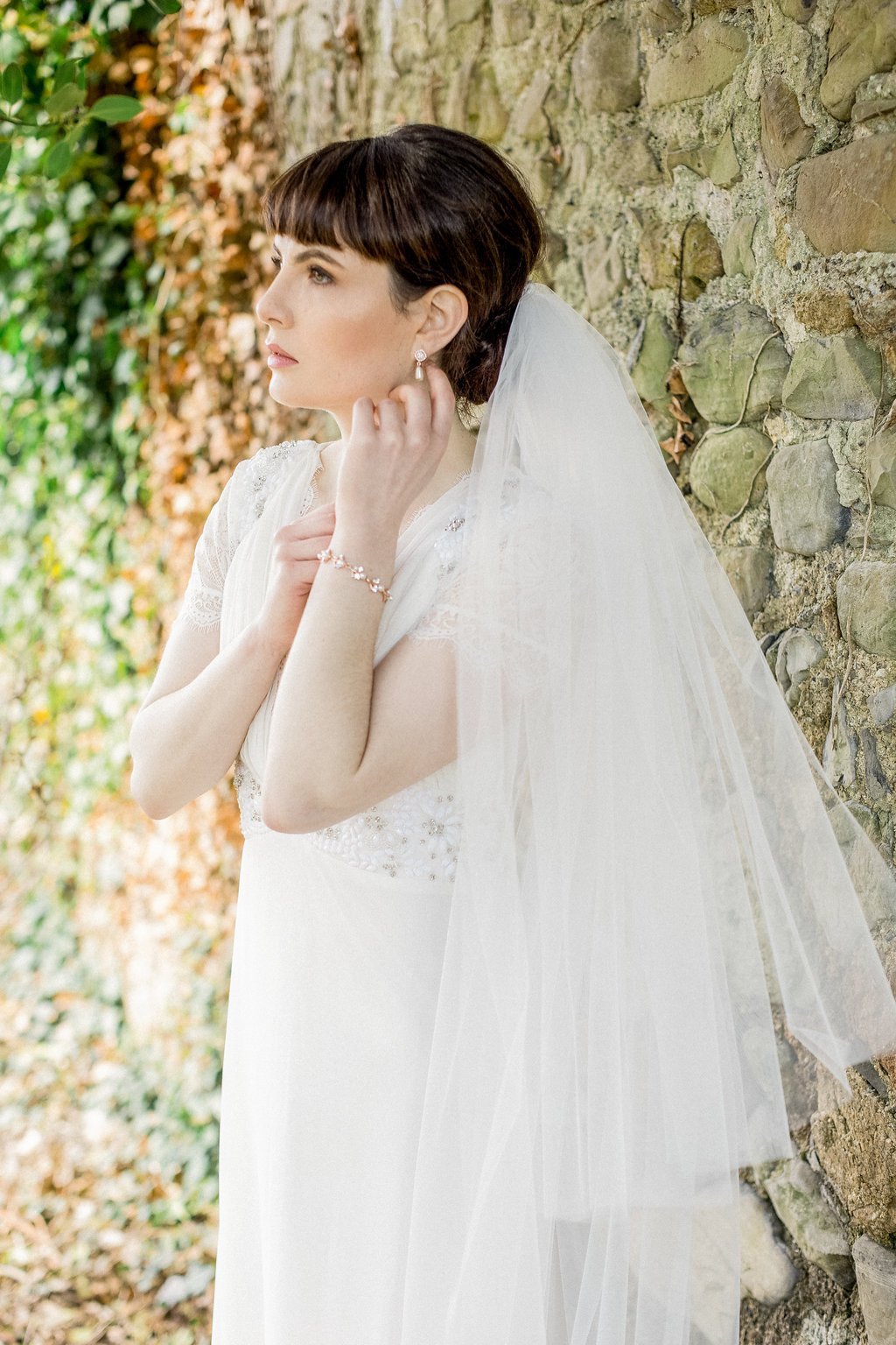 Double Layer, Fingertip Length Tulle Veil, Krissy 3