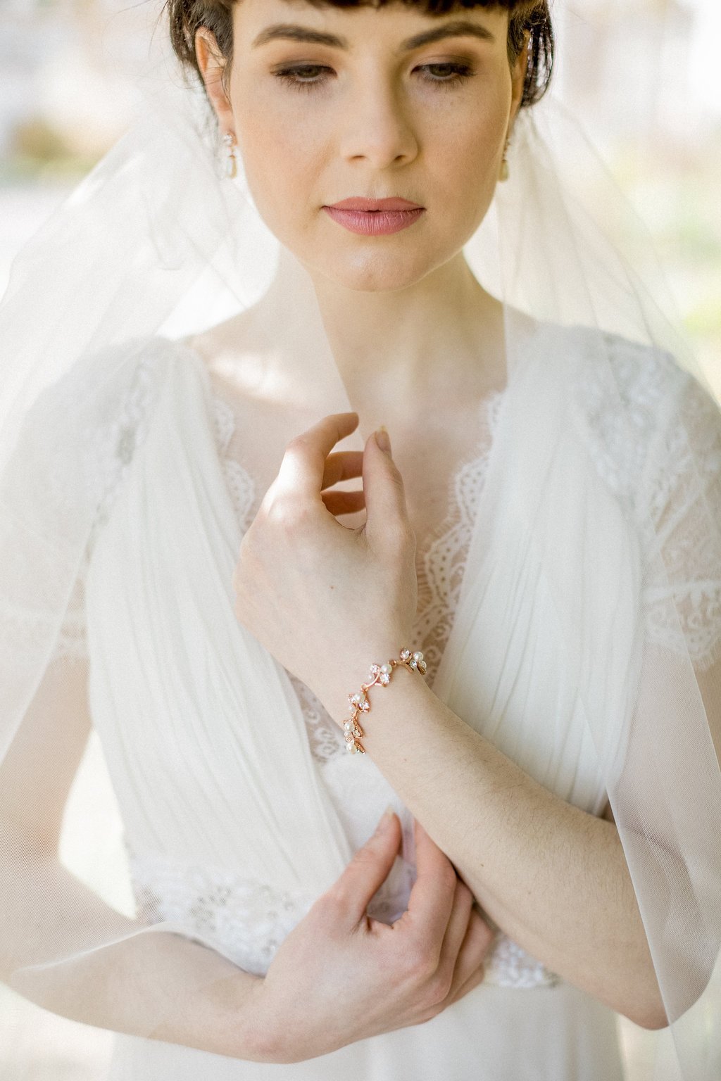 Double Layer, Fingertip Length Tulle Veil, Krissy 2
