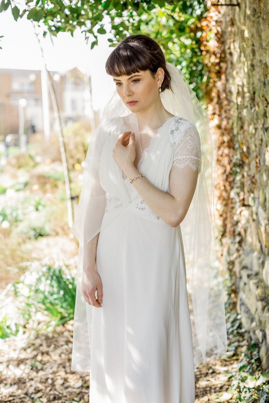 Double Layer, Fingertip Length Tulle Veil, Krissy 1