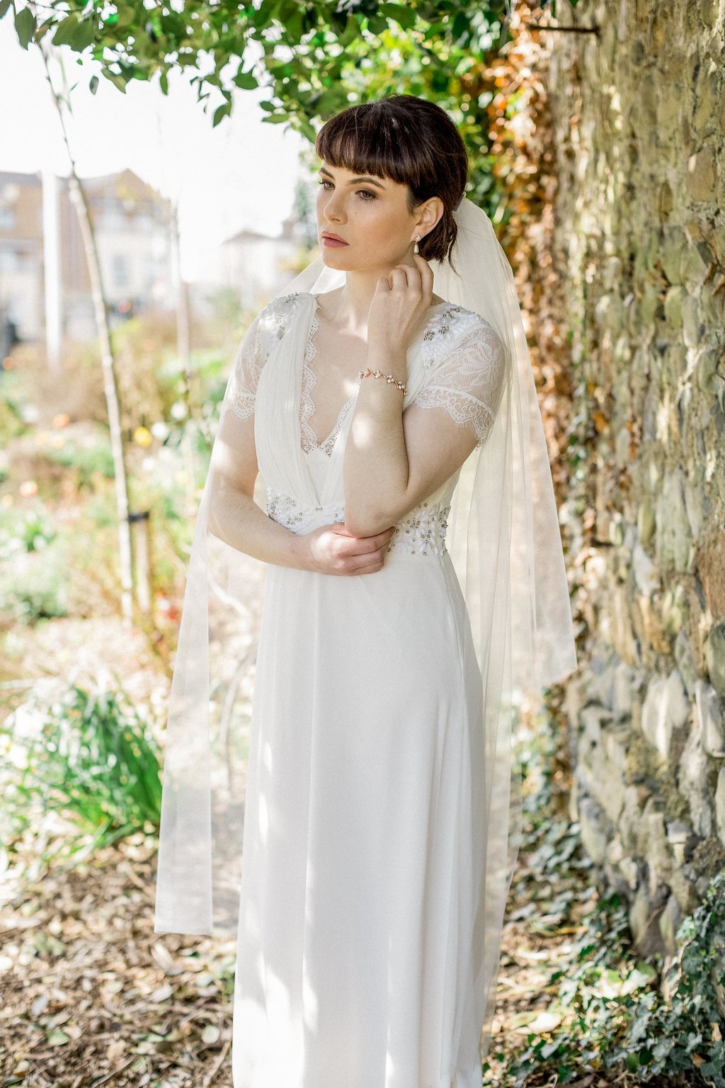 Double Layer, Fingertip Length Tulle Veil, Krissy