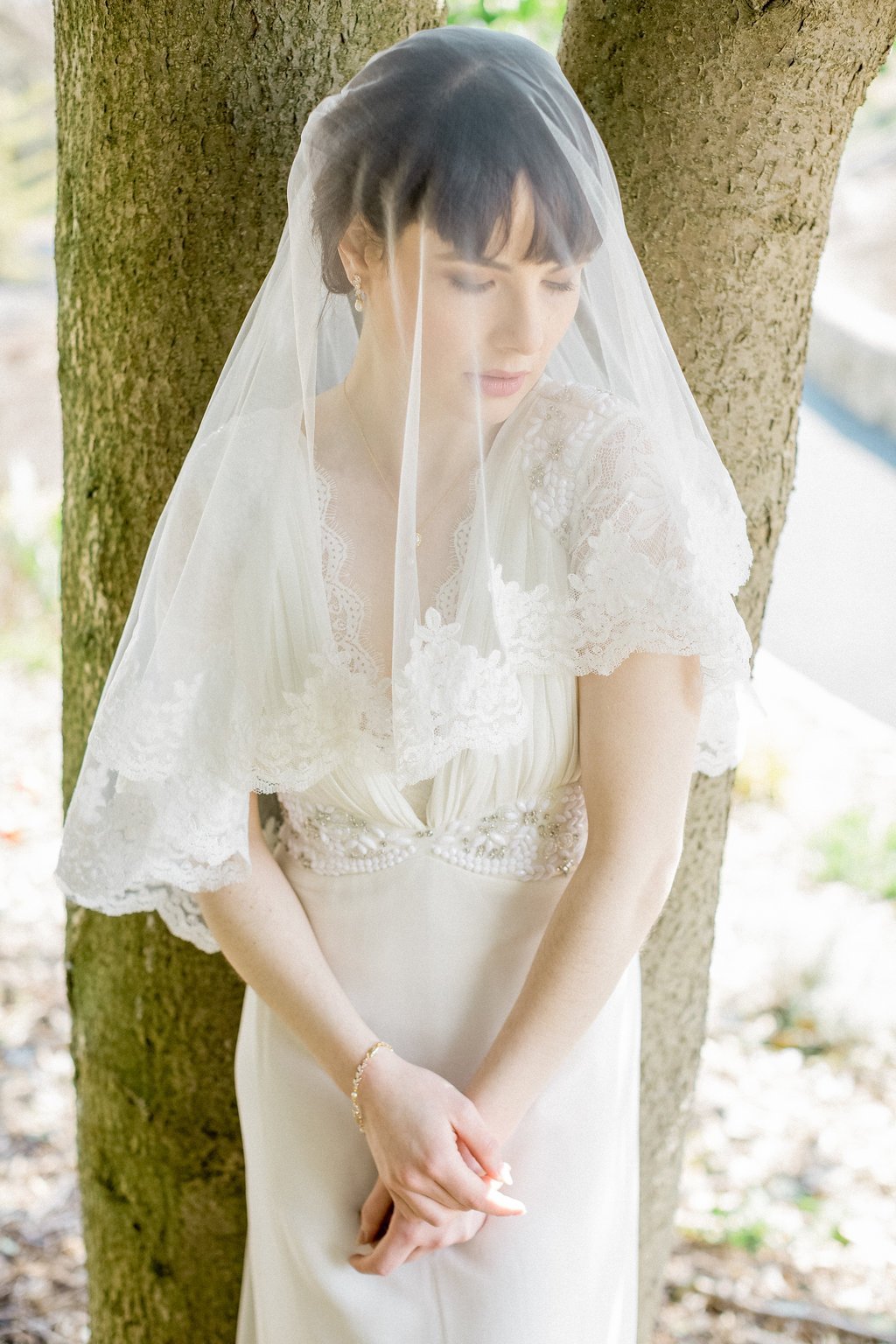 Lace Edged Double Layer Tulle Veil, Hannah 1
