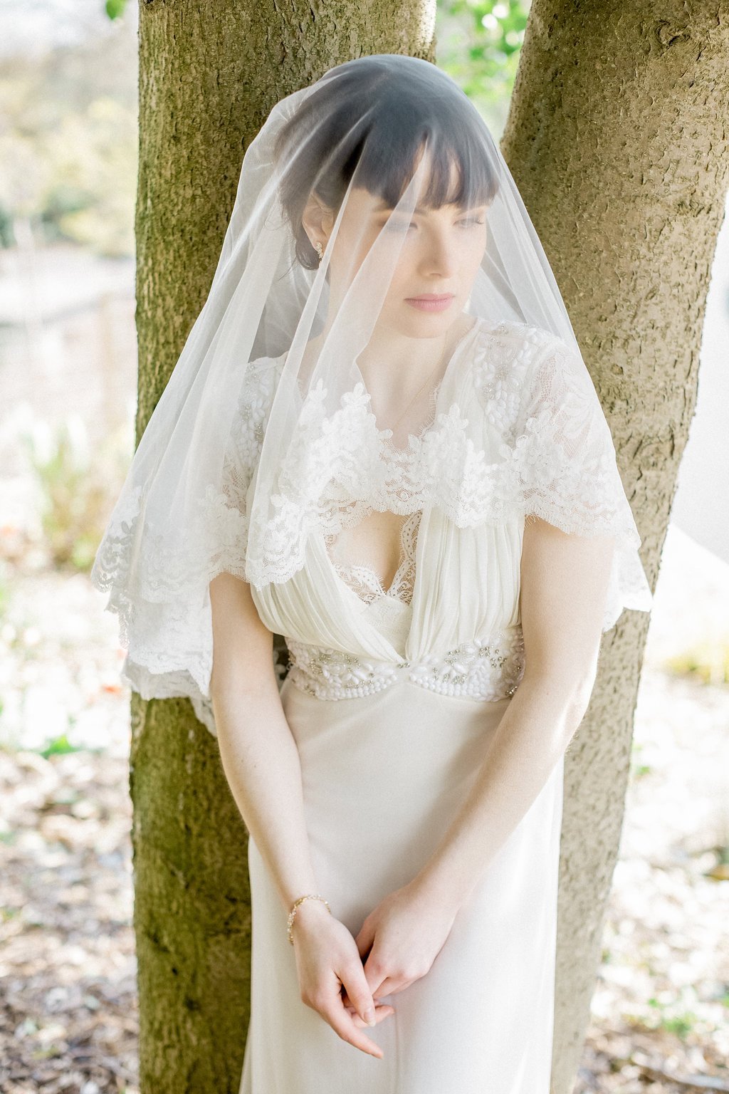 Lace Edged Double Layer Tulle Veil, Hannah 2