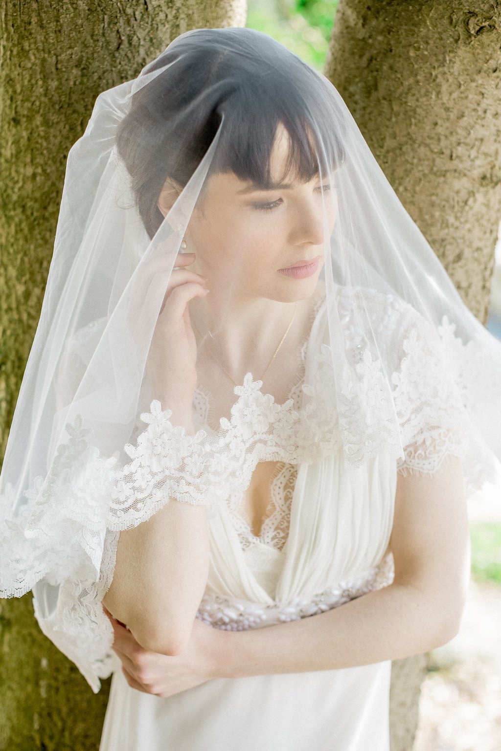 Lace Edged Double Layer Tulle Veil, Hannah 3