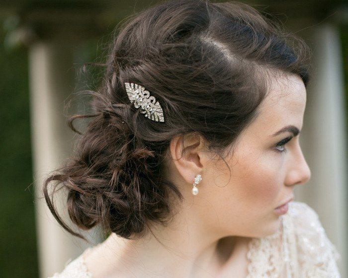 Wedding Hair Clips - Art Deco Style Crystal Wedding Hair Clip, Bronte