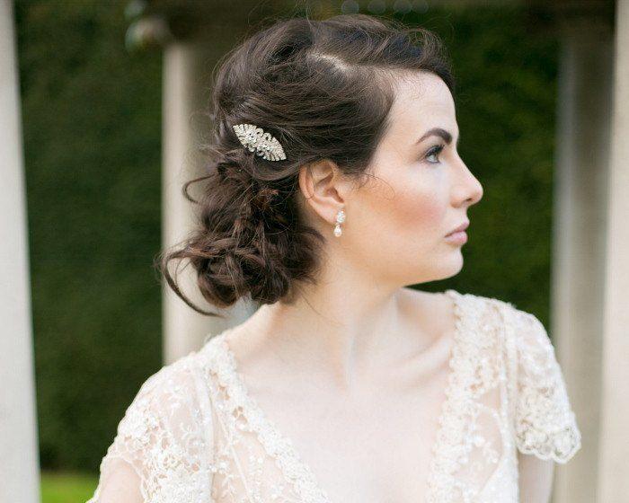 Wedding Hair Clips - Art Deco Style Crystal Wedding Hair Clip, Bronte