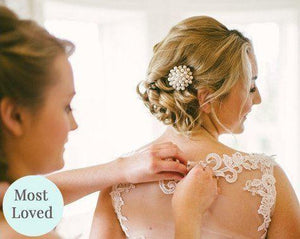 Nadine Pearl Cluster and Silver Wedding Hair Clip