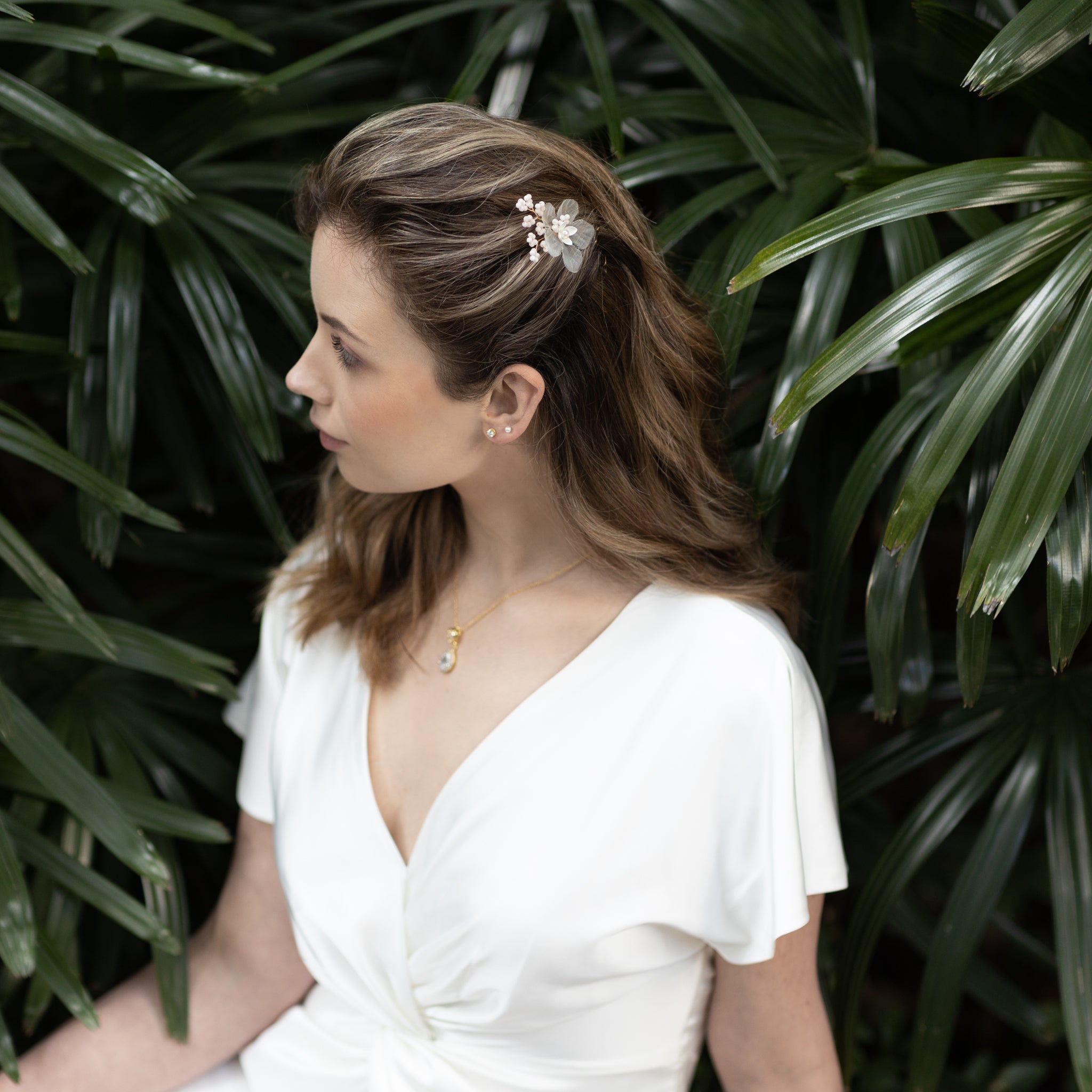 Jules Bridal - Karin, Delicate Chiffon Floral Hair Pin