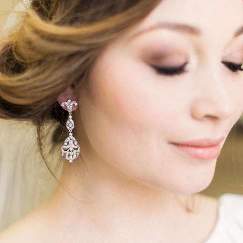 Jules Bridal-Abigail, Crystal and Silver Earrings