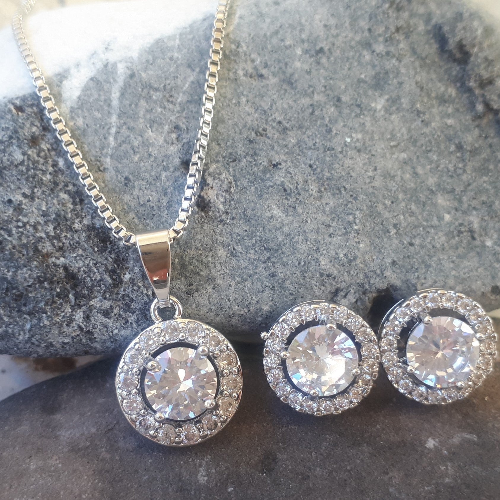 Silver Open Heart Earrings  Necklace Set  Jewelleryboxcouk