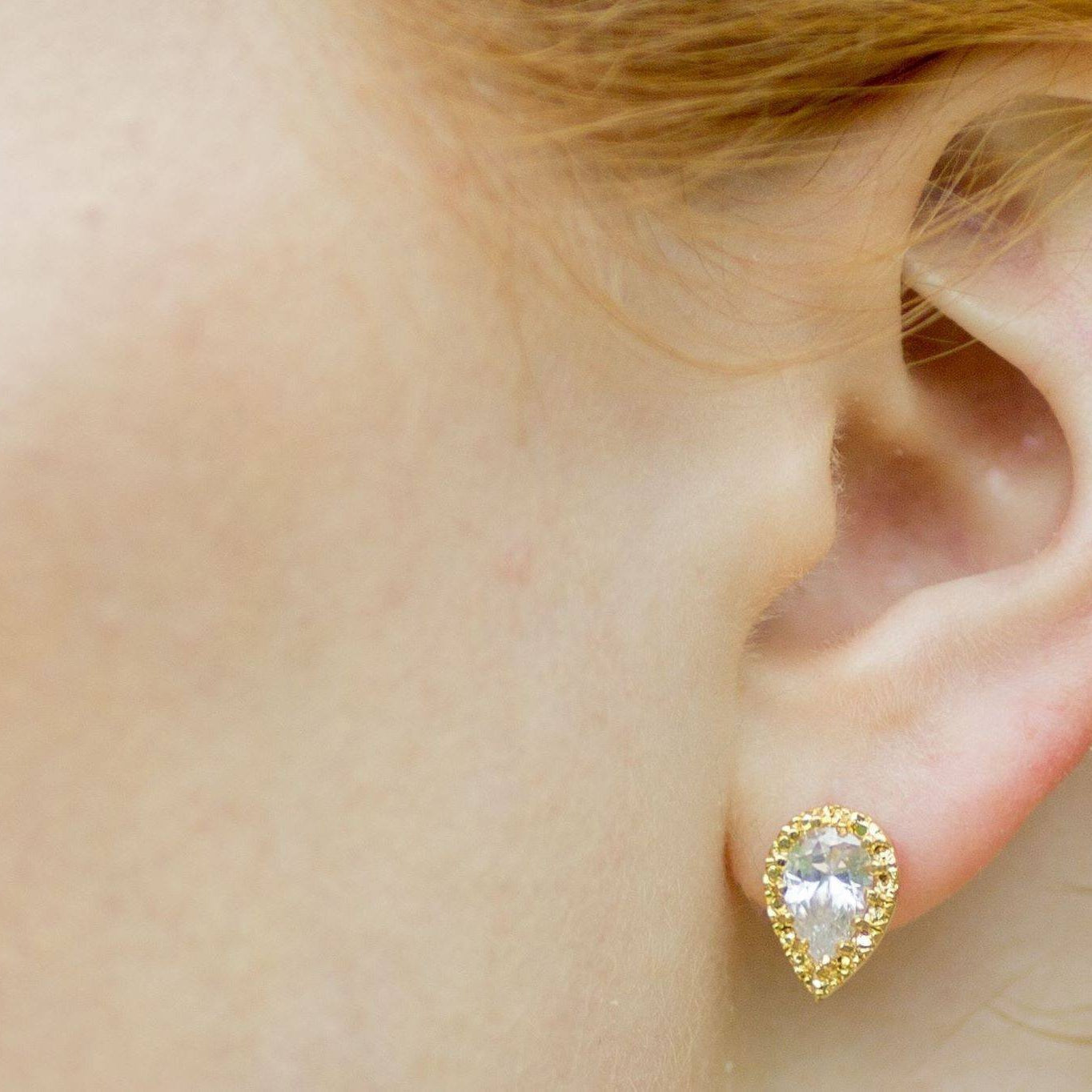 Jules Bridal - Alice, Gold Pear Shaped Crystal Earrings