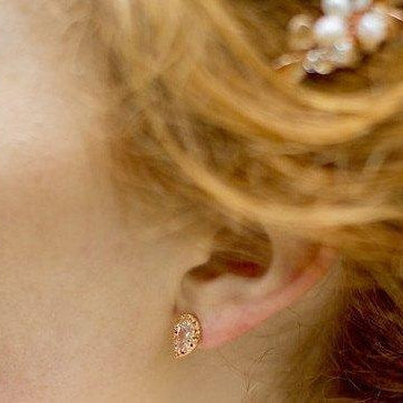 Jules Bridal - Alice, Rose Gold Teardrop Stud Crystal Earrings