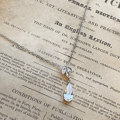 Jules Bridal - Alina, Silvertone Crystal Drop Pendant Necklace