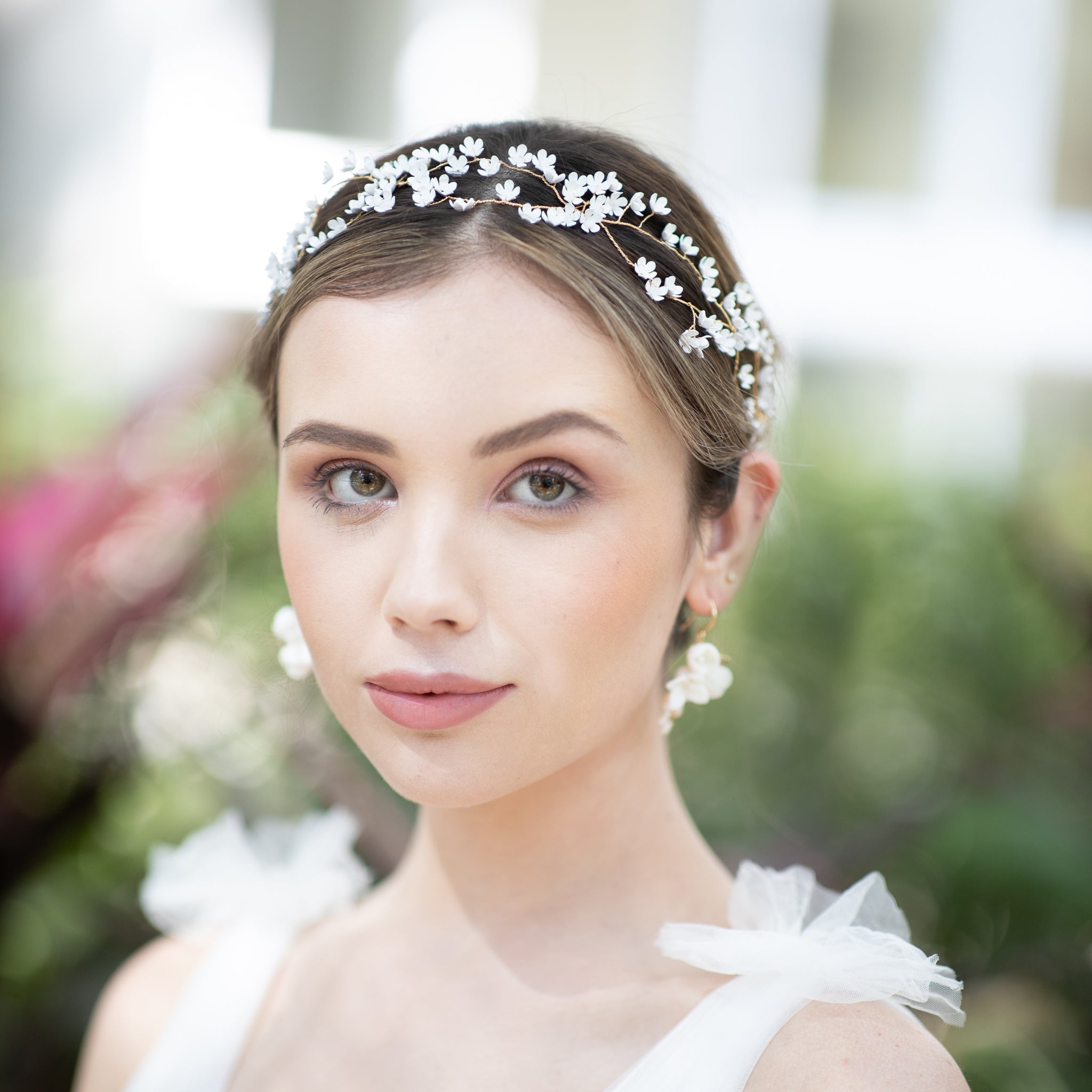 Jules Bridal - Alyssa, Hair Vine with White Flower Blossoms