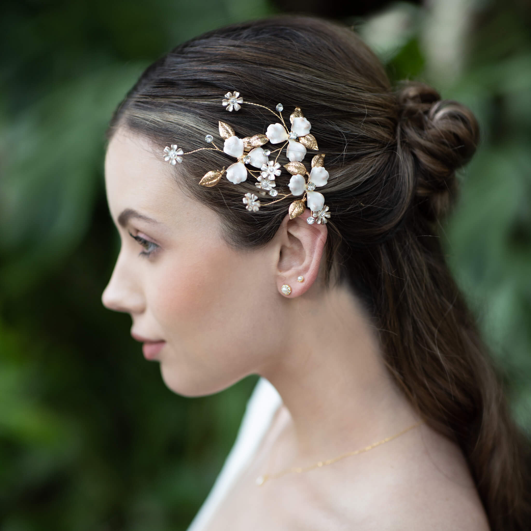 Jules Bridal - Antheia, Enamel Floral Hair Pin Set
