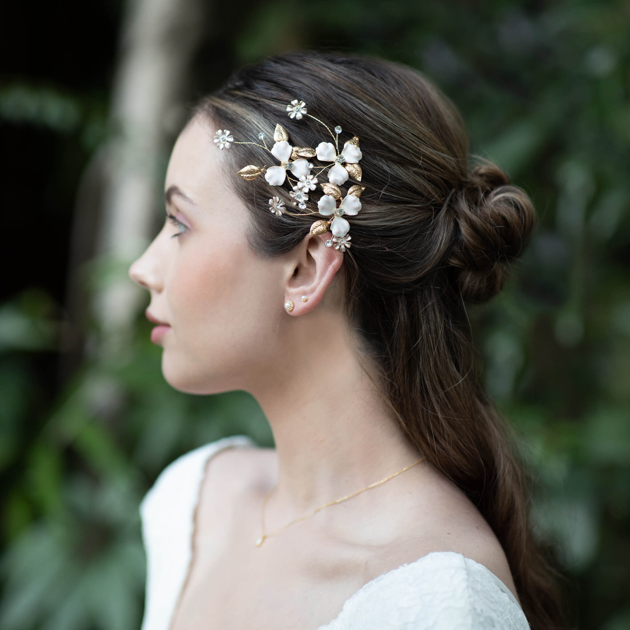 Jules Bridal - Antheia, Enamel Floral Hair Pin Set