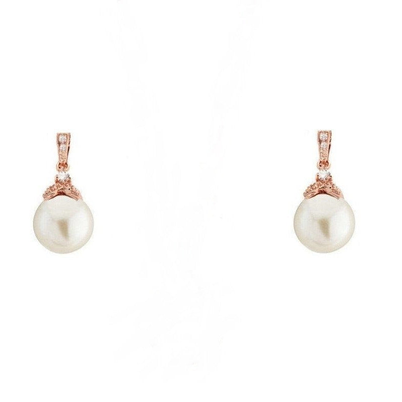 Jules Bridal - Ariel, Rose Gold Old Hollywood Style Earrings